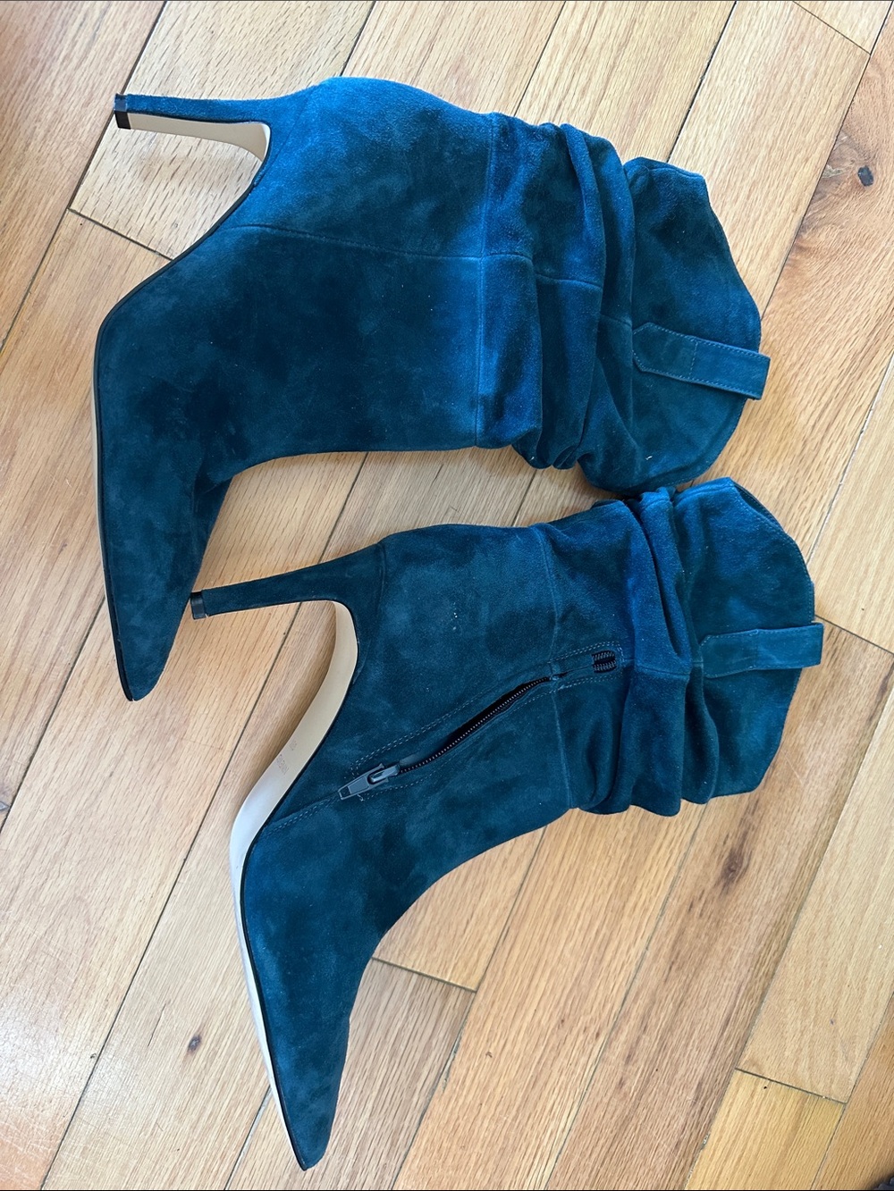 Nine West Teal Suede Slouch Ankle Boots